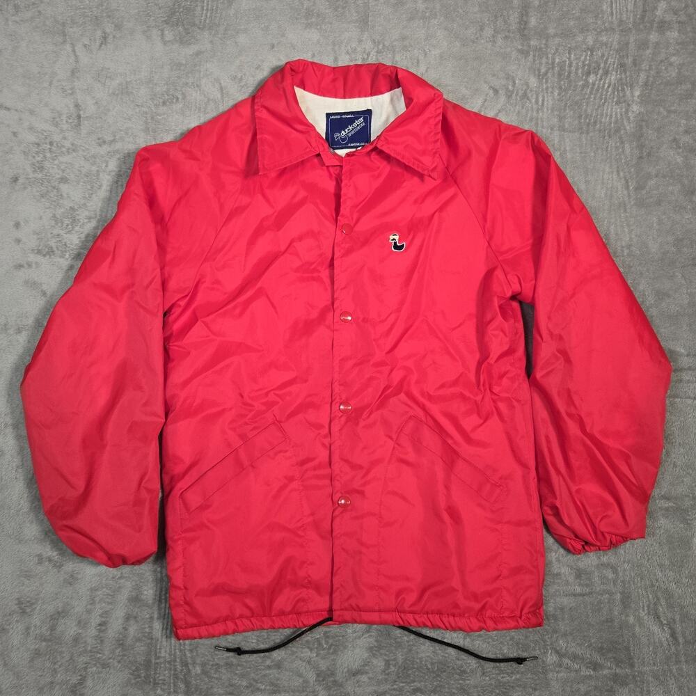 Vintage Duckster Sportswear Red Nylon Coach Jacket Mens Small Duck Logo Lined
